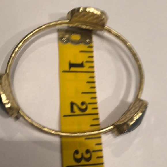 Gold Hammered Bangle Bracelet with Blue Stones - Picture 5 of 7